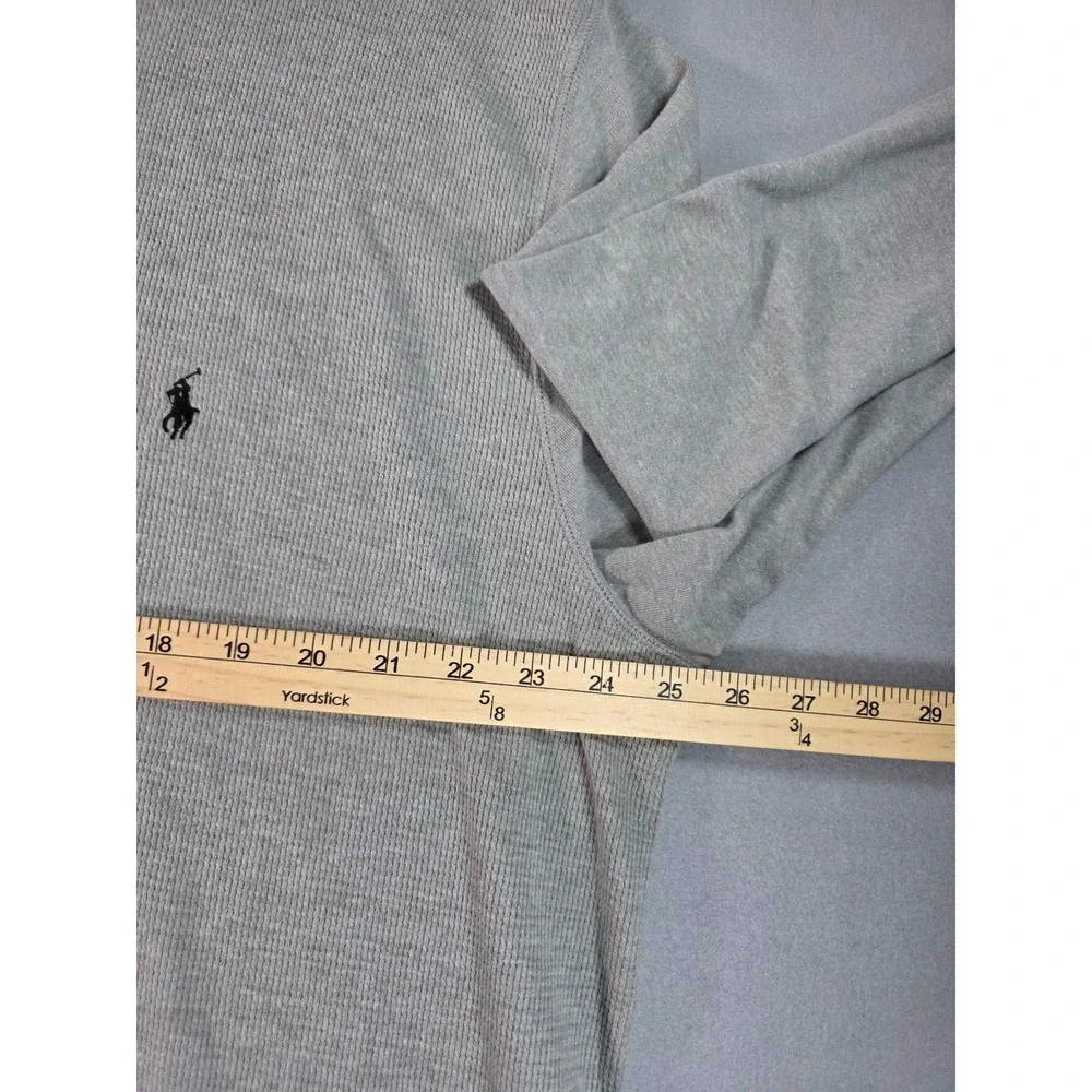 Polo Ralph Lauren Mens 3XL Grey Waffle Knit Thermal Long Sleeve Shirt Pony Logo
